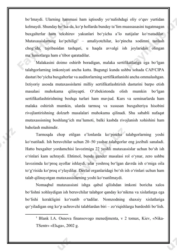. tarmoqda chop etilgan e’lonlarda ko‘pincha talabgorlarning yoshi ko‘rsatiladi. ish beruvchilar uchun 20–50 yashar talabgorlar eng jozibali sanaladi. hatto buxgalter yordamchisi lavozimiga 22 yoshli mutaxassislar uchun bo‘sh ish o‘rinlari kam uchraydi. ehtimol, bunda gender masalasi rol o‘ynar, zero ushbu lavozimda ko‘proq ayollar ishlaydi, ular yoshroq bo‘lgan davrda ish o‘rniga oila to‘g‘risida ko‘proq o‘ylaydilar. davlat organlaridagi bo‘sh ish o‘rinlari uchun ham talab qilinayotgan mutaxassislarning yoshi ko‘rsatilmaydi. nomaqbul mutaxassisni ishga qabul qilishdan imkoni boricha xalos bo‘lishni xohlaydigan ish beruvchilar talabgor qanday ko‘nikma va xislatlarga ega bo‘lishi kerakligini ko‘rsatib o‘tadilar. nomzodning shaxsiy xislatlariga qo‘yiladigan eng ko‘p uchrovchi talablardan biri – zo‘riqishlarga bardoshli bo‘lish. bu talabni tushunsa bo‘ladi – ish murakkab, aniqlikni talab etadi. mutaxassisni batartib, kirishimli, amaliy muloqot ko‘nikmalarini egallagan shaxs sifatida ko‘rishni xohlaydigan ish beruvchilar bor. ehtimol, buxgalter bunday korxonada mijozlar bilan ham shunday muloqotda bo‘lar. boshqalarga zararli odatlarga ega bo‘lganlar kerak emas – ularda chekuvchilarga o‘rin yo‘q! yana bir talab – …