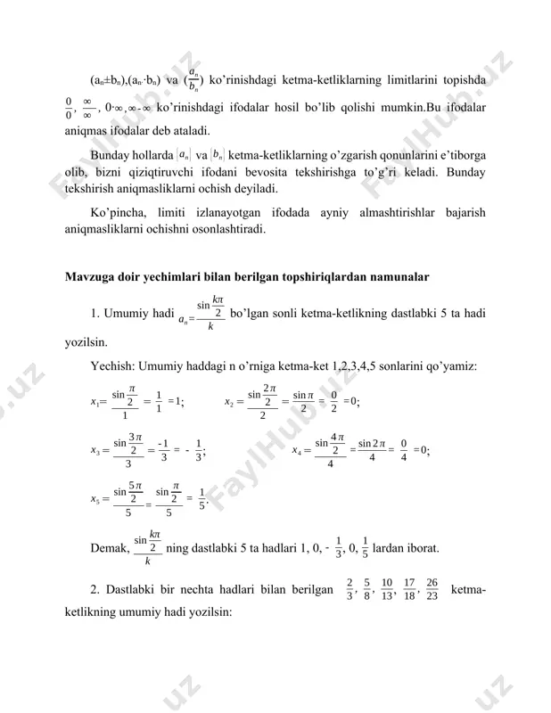 sonli ketma-ketlik va uning limiti - Page 5