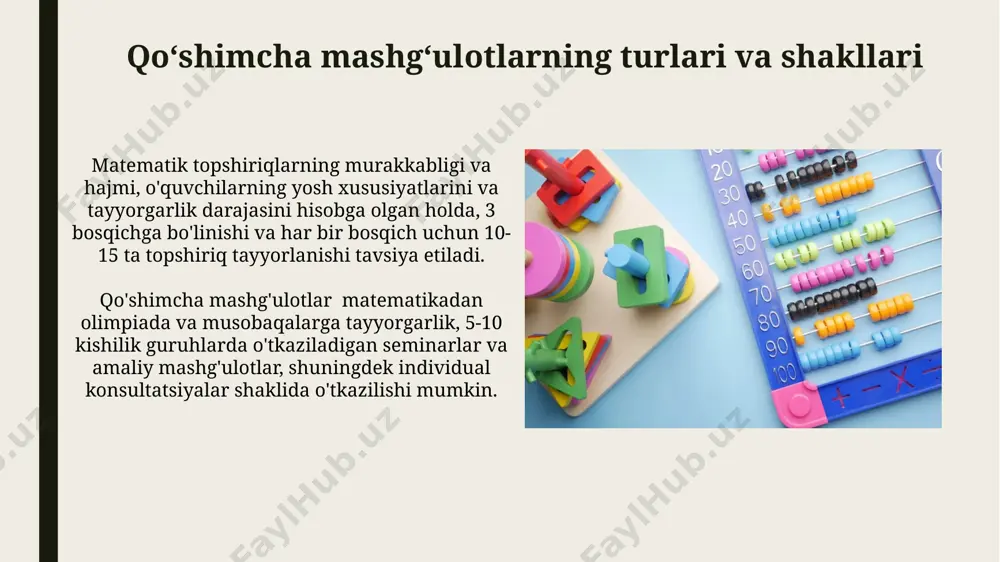boshlangʻich sinflarda matematikadan sinfdan tashqari ishlarning mazmuni - Page 5
