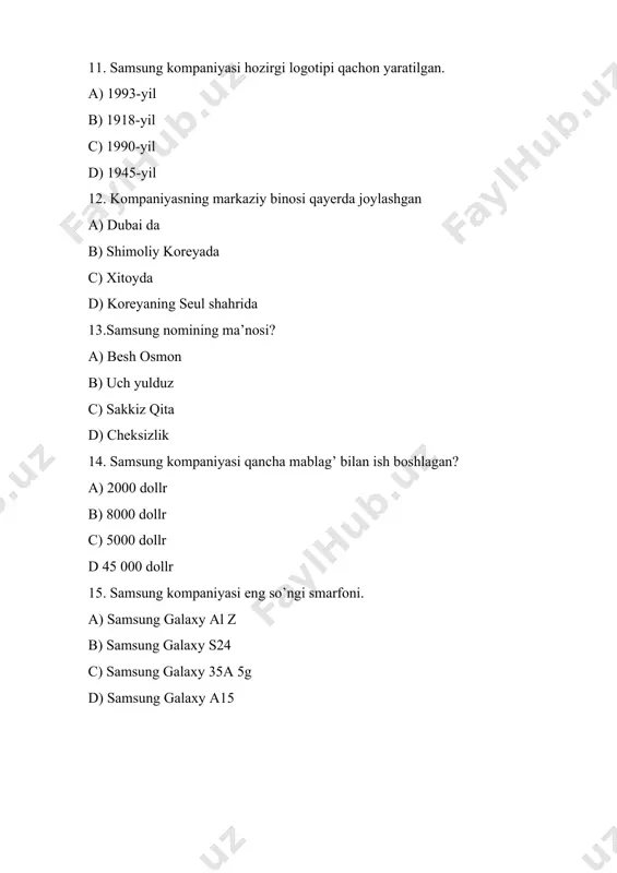 samsung kompaniyasi haqida mustaqil ish test savollari - Page 4