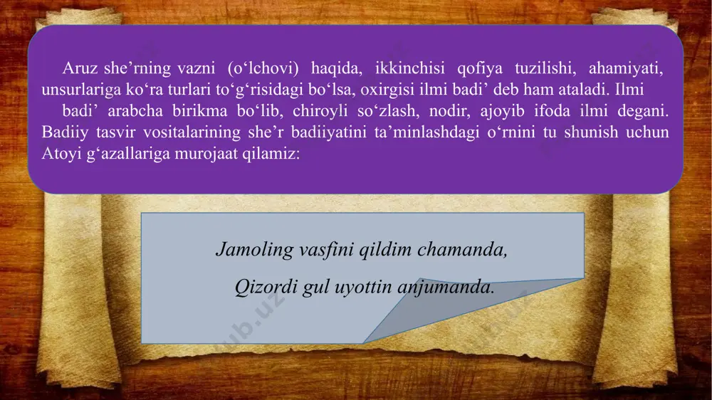 g'azalda badiiy tasvir vositasining o'rni 9 -sinf - Page 4