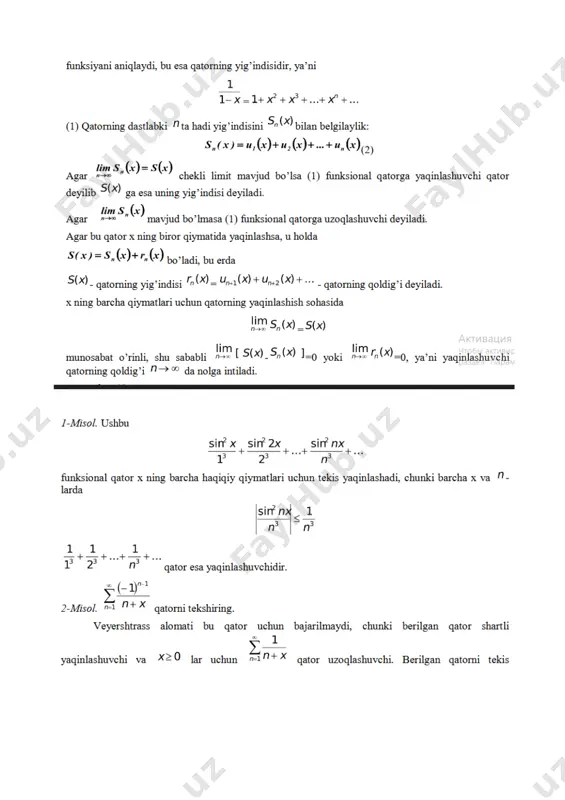 darajali qatorlar. yaqinlashish radiusi. teylor va makloren qatorlari - Page 5