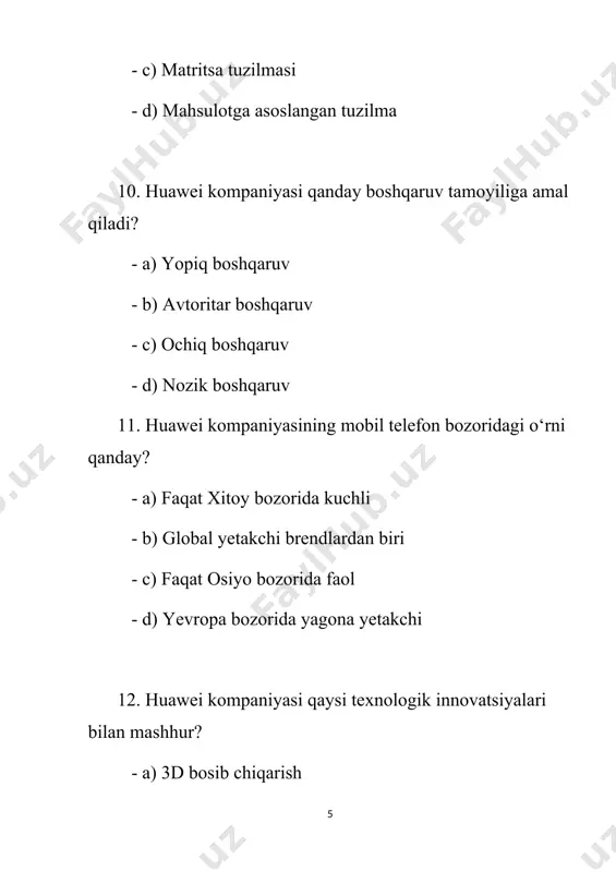 huawei kompaniyasi test savollari - Page 5