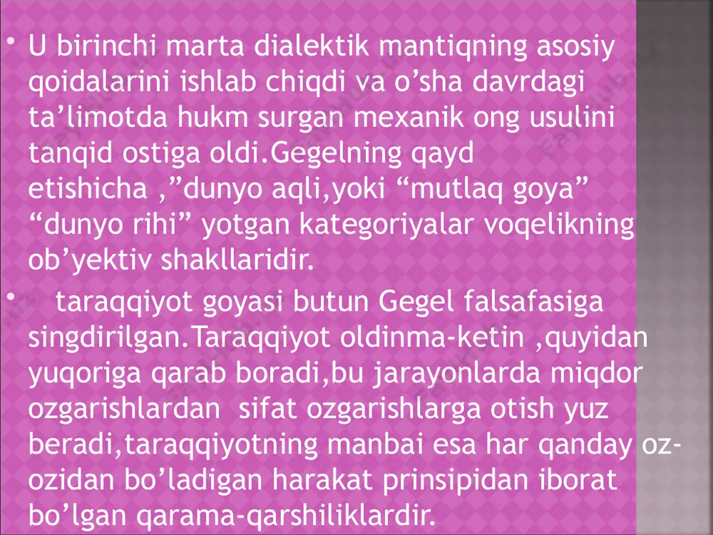 eb yozadi u.faqt xudogina idealizmning asoschisidir. feyerbax yoshlik yillaridayoq oz ismini yashirgan holda “o’lim va abadiy yashash haqida fikrlar haqidaasrlar nashr qildirdi. unda jonning olmasligi haqidagi e’tiqodni tanqid ostiga olgan edi.buning kim tomonidan yozilgani aniqlangandan keyin kitob musodara qilinib,uning muallifi esa dars berish huquqidan mahrum qilinib,universitetdan boshatildi. feyerbax tugma diniy his tuygular haqidagi nazariyag qarshi chiqib dinni tarixiy taraqqiyot mahsuli sifatida qarab chiqdi.xudo feyerbax qarashicha insonlarning ozlari tomonidan oz mohiyatlarini ifodalash sifatida vujudga keltirilgan obyektga aylantirilgan abstrakt tushunchadir. “xudo,- deb yozadi faylasuf,-shunday zotki, inson o’zining mavjudligi ushun unga extiyoj sezadi.” “ayrim olingan baxt-saodat goyasini” u umumiy baxt-saodat goyasi bilan almashtiradi. bu baxt saodatga erishish imkoniyati faqat kishilarning bir-birlariga muhabbati asosidagina amalga oshishi mumkin. feyerbax fikricha, aynan muhabbat ahloqigina jamiyatni uygunlikka olib keladi va ijtimoiy adolatsizlikka barham beradi. gegel va feyerbax uchrashuvi artur shopengauer nemis faylasufi artur shopengauer (1788-1860) falsafasi volgungarizm(o’zboshimcha irodaga ishonish),irratsionalizm,umidsizlik falsafasi sifatida maydonga chiqdi.shopengauer ozining goyalarini asosiy asari …