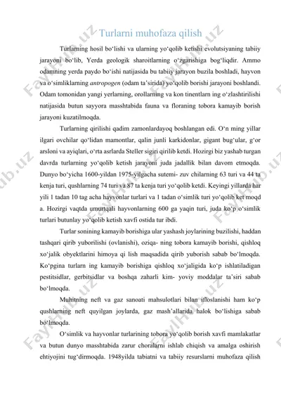 turlarni muhofaza qilish — DOCX