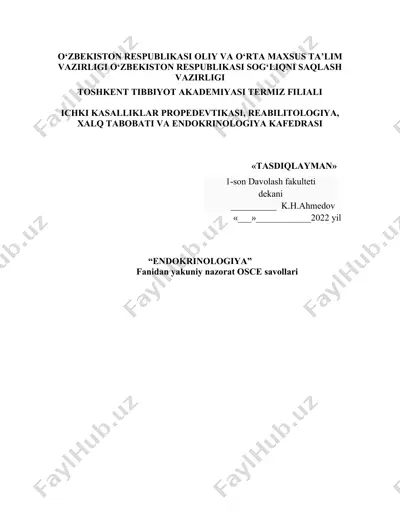 endokrinologiya nazorat savollari — DOCX