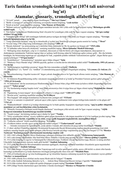 tarix fanidan xronologik-izohli lug’at (1074 tali universal lug’at) — DOCX