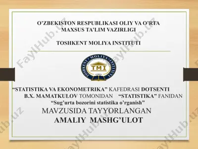 sug’urta bozorini statistika o’rganish — PPT