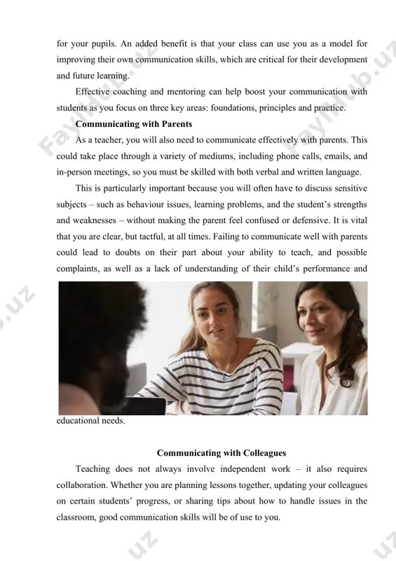 d to better developed knowledge and greater achievement. a supportive learning environment is built using communication: you should get to know your students well, and show them that they are safe from judgement or humiliation in your classroom. it is a good idea to learn students’ names early in the year, and use them often. have an open-door policy for students to come and talk to you about any issues, and be empathic and caring when you interact with them at all times: don’t tell them off for not understanding and don’t ridicule their thoughts and ideas. additionally, you should recognise that some students don’t feel comfortable talking in front of the class. if you do ask them to participate, you could use scaffolding (such as sentence starters) to make them feel safer doing so. however, forced participation is usually unnecessary: it is likely that quieter students have excellent listening …