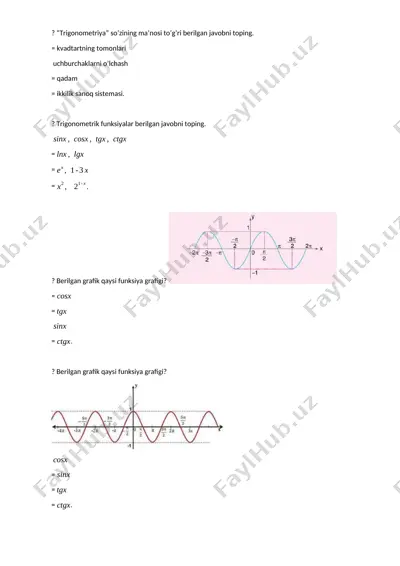 trigonometriya savol-javoblar — DOCX