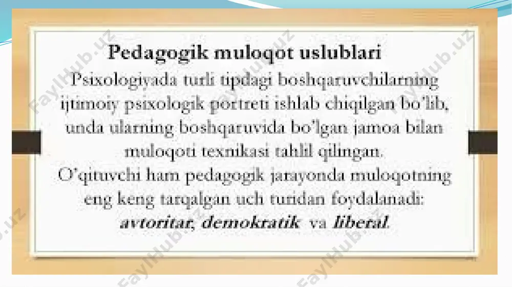 oki undan ham yomoni, o‘qituvchi zolimligining ko‘rinishi. 2. talab qilish xayrixoh bo‘lib, bir qatorli buyruq emas, balki yarim savol, yarim javob tarzida ifodalanishi kerak. 3. talablar aniq bo‘lishi kerak. talabalar nima uchun va nima vazifani bajarishlari zarurligini va buni qanday qilib eng yaxshi bajarish kerakligini tushuntirishlari kerak. 4. talablar real tarzda bajarilishi kerak - bu juda katta yoki juda murakkab ekanligini unutmasligimiz kerak. ishning mazmuni norozilikni keltirib chiqaradi va talaba hali ham vazifani bajara olmasligini bilib, uni bajarishdan bosh tortadi. xulosamizga ko‘ra o`qituvchining axloqiy madaniyati, o`z o`quvchilarini hurmat qila olishi o`quvchilar mehnatini baholashda namoyon bo`ladi. o‘qituvchi rasmiy ravishda yoki "o‘zi uchun" baho qo‘yadi - har qanday holatda ham u o‘quvchilarni, ularning xatti-harakatlarini, bilimlarini, qobiliyatlarini baholaydi, so‘ngra uning bahosi qandaydir tarzda bir vaqtning o‘zida o‘z o‘quvchilariga munosabat ko‘rsatkichi sifatida ishlaydi. o‘qituvchining o‘quvchilarga munosabati uning dastlabki munosabati va maqsadlariga bog‘liq. agar axloqiy munosabat bolalar bilan sub'ekt-sub'ekt munosabatlariga yo‘naltirilganlik bo‘lsa, unda gumanistik axloq …