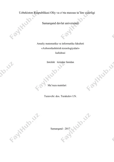 intelektual tizimlar ma'ruzasi — DOC