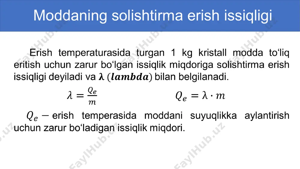 moddaning solishtirma erishishi issiqligi - Page 2