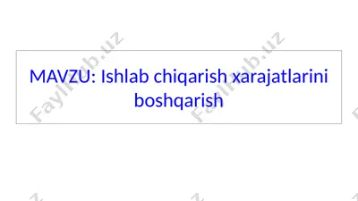 ishlab chiqarish birliklarining faoliyati — PPTX
