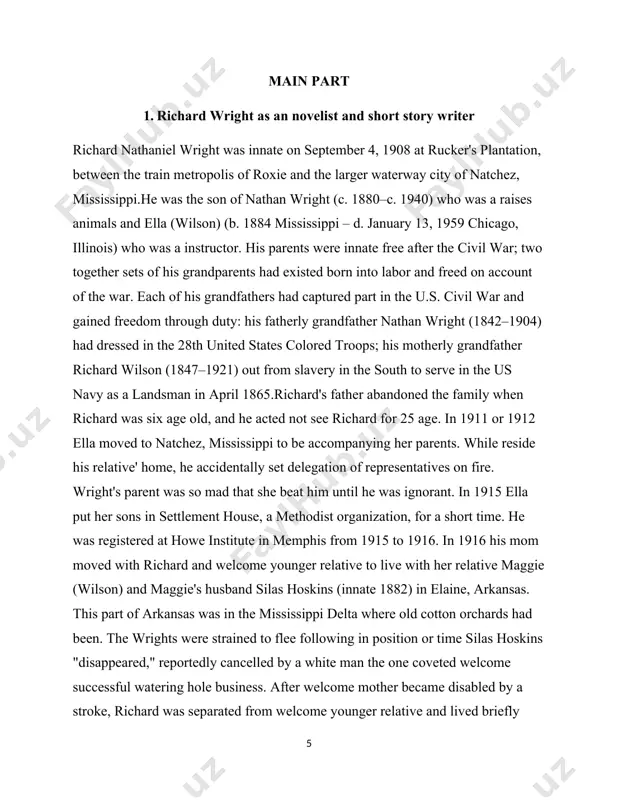 tudents, and i achieved't make a talk that you've written."the principal threatened him, suggesting that richard power not be allowed to graduate if he persevered, despite welcome having gived all the examinations. he also tried to persuade richard with an convenience to become a assistant. determined not to be named an uncle tom, richard refused to transfer the principal's address, written to avoid displeasing the white school sector officials. he was intelligent to convince all to allow him to read mandate he had written himself.in september that period, wright registered for arithmetic, english, and history courses at the new lanier high school, assembled for black graduates in jackson—the state's schools were segregated under allure jim crow laws—but he had to stop attending classes later a few weeks of uneven attendance because he wanted to earn money to support his kin.in november 1925 at the age of 17, wright moved on …