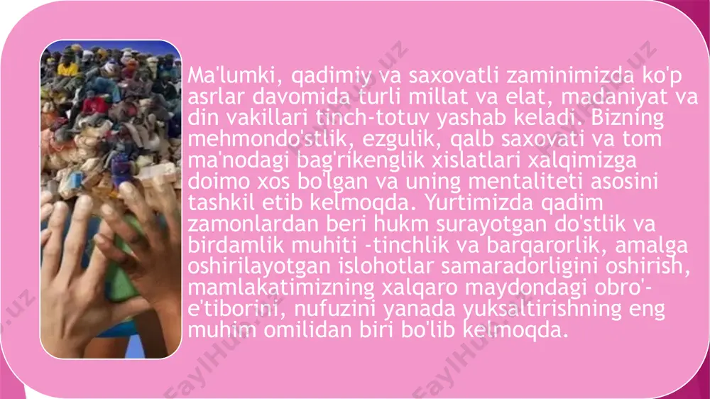 ishishi asosiga qurilishi kerak. o'qituvchining roli o'quvchilar bilan shunday shaxsiy o'zaro munosabatlarni va yuqorida tilga olingan tendensiyalarni namoyon bo'lishiga imkon beruvchi psixologik muhit tashkil etishida o'z aksini topadi". k.rodjersning fikricha, insonni konsentrlaydigan ta'limning natijalarini ta'lim muassasasidagi baholar bilan baholash mumkin bo'lmaydi. uning mezonlari egallangan bilimlarning miqdor va hatto sifat ko'rsatkichlarida emas, aksincha bu o'zgarishlar shaxsda, uning o'sishi va rivojlanishida aks etadi. ularga quyidagi turdagi o'zgarishlar kiradi: > inson o'zini to'la idrok eta boshlaydi; > u ko'proq o'zini va o'z tuyg'ularini qabul qiladi; > ko'proq o'ziga ishonch va avtonomen shakllanadi; > o'z oldiga real maqsadlar qo'yadi, o'zida komillikni ko'radi; > unda insoniy qiyofa shakllanadi; > boshqa odamlarni qabul qilish va tushunish boshlanadi. har qanday pedagogika ma'lum aniq tarixiy sharoitlarda shakllanadi. shu sababli u haqdagi mulohazalar, unga abstrakt (mavhum) insonparvarlik nuqtai nazardan yoki boshqa davr mezonlari nuqtai nazaridan qarash uni "insonparvar" yoki "insonparvar bo'lmagan, inparvarlik tuyg'ulari shakilanmagan" inson sifatidaham baxolashni yuzaga keltiradi. …