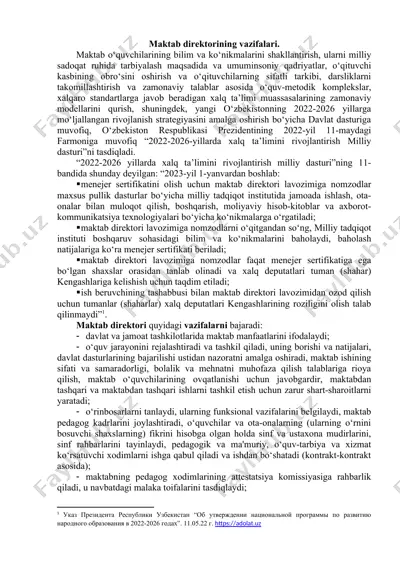 maktab direktorining vazifalari — DOC