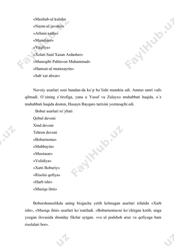 rasvo mabod, hech mahbube chu tu berahmu beparvo mabod bobur turkiy, fors , urdu tillarida ijod qilgan. shoir 1499-1500 yil voqealari haqida «boburnoma»da so`zlar ekan: «ul mahallar biror bayt forsidan aytur edim»,-deb yozadi. shu yillarda bobur turkiy tilda ham baytlar aytgan.mana shulardan biri: ne borurg`a quvvatim bor, ne turarg`a toqatim, bizni bu xolatga sen qilding giriftor, ey ko`ngil. boburning turkiy tildagi tuganl she`ri qachon yozilgan? u 1500-1501 yillar haqida so`zlar ekan, mulla binoiy haqida ma`lumot beradi. binoiy bobur nomiga kuy bastalaydi va shu munosabat bilan bir ruboiy aytiladi. «ul frsatlarda biror, ikkiror bayt aytur edim. vele g`azal tugatmaydur edim. birgina ruboiy aytib yubordim. ruboiy: ishlar bari ko`ngildagidek bo`lg`usidir, in`omu vazifa bori buyruqg`usidir. ul g`allau muhmolki deb erding, berdim, muhmalg`a bo`yu g`amidin uy to`lg`usidir. boburning turkiy tildagi birinchi tugal g`azali 1501-1502 yillarda yozilgan. «ul g`azalkim, tugatdim, ushbu kun yurtta tugatdim. ul tugatgan g`azal budur: jonimdin o`zga yori vafodor topmadim, ko`nglimdin o`zga …