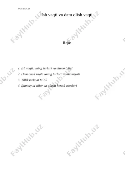ish vaqti va dam olish vaqti — DOC