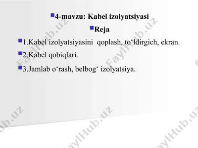 kabel izolyatsiyasi — PPT