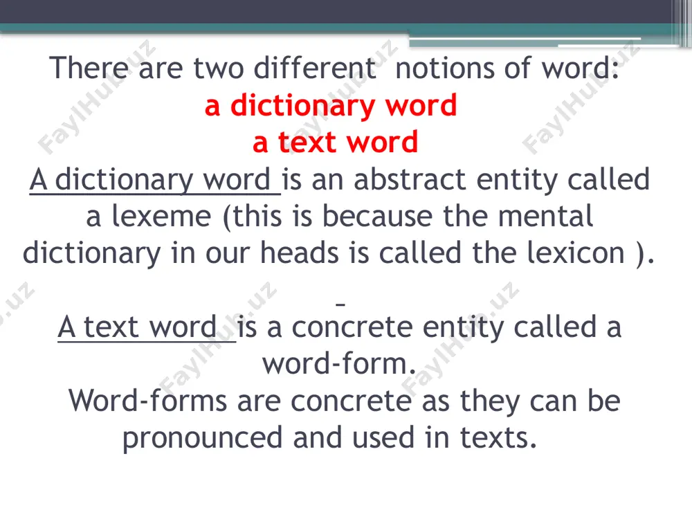 ‘s) . morphemes can be free and bound free morphemes can only be represented by root morphemes. for instance boy , desire , gentle , man bound morphemes cannot form words by themselves (prefixes, suffixes and inflexions). ex: handful the root hand is a free morpheme, the suffix -ful is a bound morpheme. study questions: 1. define the concept of a dictionary word. 2. define the concept of a text word. 3. what is a grammatical paradigm of a lexeme (i.e. dictionary word)? 4. what do we call a word family? 5. name the types of morphological relationship among words in modern english grammar and explain how they differ from each other. 6. what does morphology study? 7. when was the term “morphology” invented? what does it mean? 8. define the concept of a morpheme. 10. define the concept of a root. 11. name the types of affixal morphemes and …