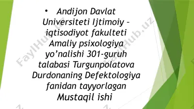 sensor nuqsonli bolalar psixologiyasi — PPTX