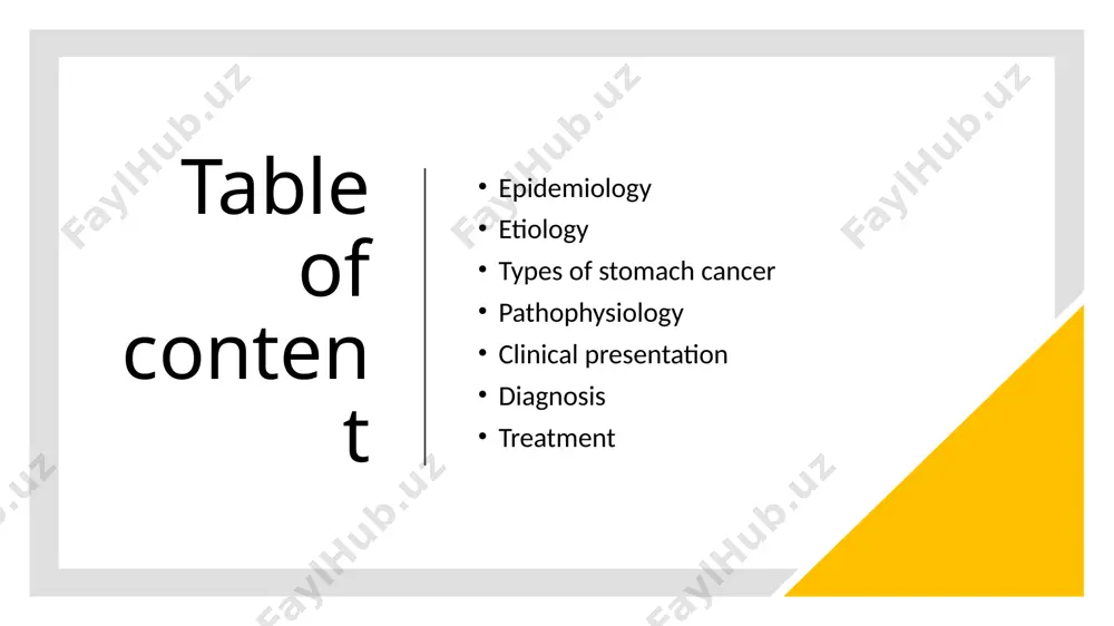 nucleus to one side and lead to the characteristic appearance of a signet ring. on gross examination, diffuse-type adenocarcinomas are characterized by diffuse involvement of the stomach wall (due to loss of the cell adhesion protein e-cadherin). other types of gastric cancer primary gastric lymphoma - is a general term for a type of cancer that originates within the stomach. approximately 90 percent of patients of primary gastric lymphoma are either mucosa-associated lymphoid tissue (malt) gastric lymphoma or diffuse large b-cell lymphoma (dlbcl) of the stomach. malt gastric lymphoma is often associated with infection with the helicobacter pylori bacterium. gastrointestinal stromal tumors (gist) - is a type of tumor that occurs in the gastrointestinal tract, most commonly in the stomach or small intestine. this type of tumor is thought to grow from specialized cells found in the gastrointestinal tract called interstitial cells of cajal (iccs) or precursors to these cells. …