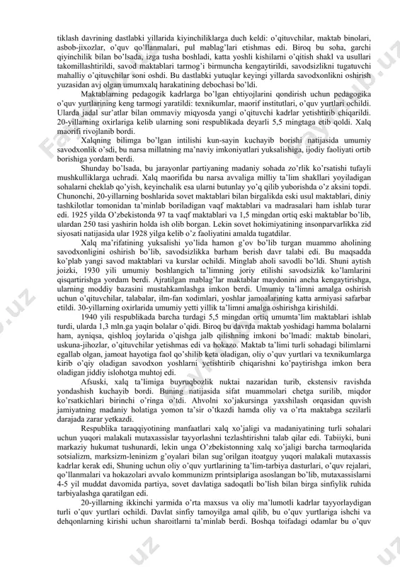 ik alisher navoiy nomli ta’lim-tarbiya bilim yurtida va turli maktablarda o’zbek tili va adabiyotidan dars berdi. do’stlari va shogirdlari qayum ramazon va shorasul zunnun bilan hamkorlikda uch bo’limdan iborat “o’zbekcha til saboqlari” kitobini (1925 yil) nashr ettirdi. xalq ta’limining iste’dodli tashkilotchilari abduqodir shakuriy, ismatulla raxmatullaev, isxoqxon ibrat, o. dadaxujaev, abdulla mustaqov, xodi fayziev, ashurali zoxiriy, sobirjon raximov, shokirjon raimiy, qori niyoziy, sayd rizo alizoda, to’xtanazar shermuhamedov, rafiq mo’min va boshqalar katta pedagogik ish olib bordilar. maktablar soni o’sdi. 1918 yil boshida 330 taga, 1920 yilda farg’ona, sirdaryo, samarqand viloyatlarida 1405 taga etdi. tashkil bo’lgan maktablar, ayniqsa, qishlok joylarida va tumanlarda asosan 1-2 boshlang’ich sinflardan iborat edi. keyinchalik yuqori sinflar paydo bo’lib bordi. bunday tartibotdagi qizlar maktablari ham toshkentda, andijonda, qo’qonda va boshqa joylarda birin-ketin ochildi. ayol muallimlar solixaxon muhammadjonova, muharrama qodirova, gulso’m kopaeva, fotima burnasheva, zebiniso razzoqova, zaynab sadriddinova, maryam sharipova va boshqalar ta’lim-tarbiya ishlarini olib borganlar. keng doiradagi bilimdon …