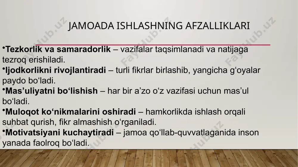 jamoada ishlash va uning afzalliklari - Page 5