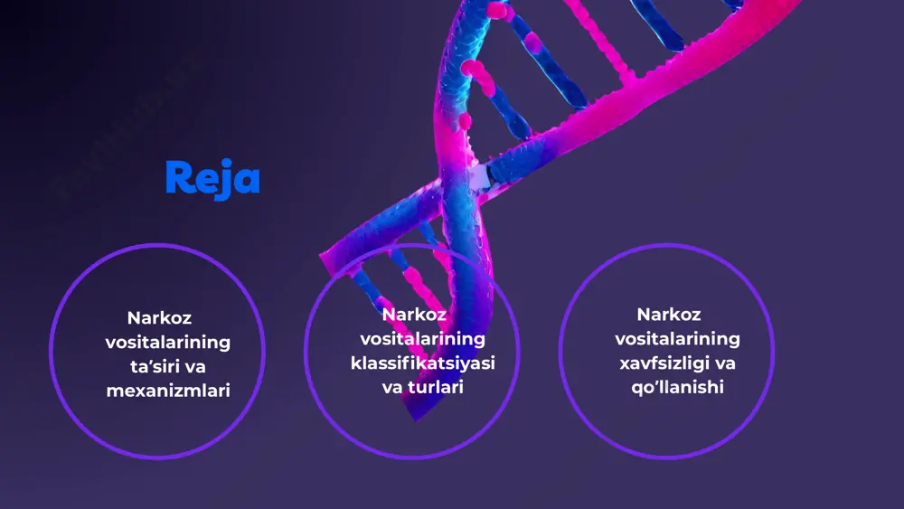 a neurotransmitterlar, masalan, gaba kabi inhibe qiluvchi neyrotransmitterlar orqali taʼsir koʼrsatadi. narkoz vositalari bu receptorlar bilan bogʼlanib, nerv tizimining faoliyatini yanada pasaytiradi, bu esa ogʼriqni kamaytirishga olib keladi. o'zgartirishlar va yanada rivojlanish jarayonida, yangi va samarali narkoz vositalarini ishlab chiqishga qaratilgan tadqiqotlar davom etmoqda. bu jarayon bemorlarning xavfsizligini oshirish va dori vositalarining taʼsirini kuchaytirishga imkon beradi. photo by national cancer institute on unsplash narkoz vositalarining samaradorligi baholash mezonlari narkoz vositalarining samaradorligini baholash uchun bir necha mezonlar mavjud. bular orasida anestetik vositaning ta'sir etish tezligi, organizmga ta'siri davomiyligi va bemorlarning tiklanish davri kabilar muhim ahamiyatga ega. har bir narkoz vositasining samaradorligi klinik sharoitda va bemorlarning individual xususiyatlariga qarab farqlanadi. kliniik tadqiqotlar kliniik tadqiqotlar narkoz vositalarining samaradorligini o'rganishda muhim rol o'ynaydi. ushbu tadqiqotlar natijalari, odatda, turli xil bemorlar guruhlarida amalga oshiriladi va ularning natijalari anestetik vositalarning qanchalik samarali ekanligini ko'rsatadi. shifokorlarning fikriga ko'ra, bu tadqiqotlar asosida tavsiyalar ishlab chiqiladi. narkoz vositalarining klassifikatsiyasi …