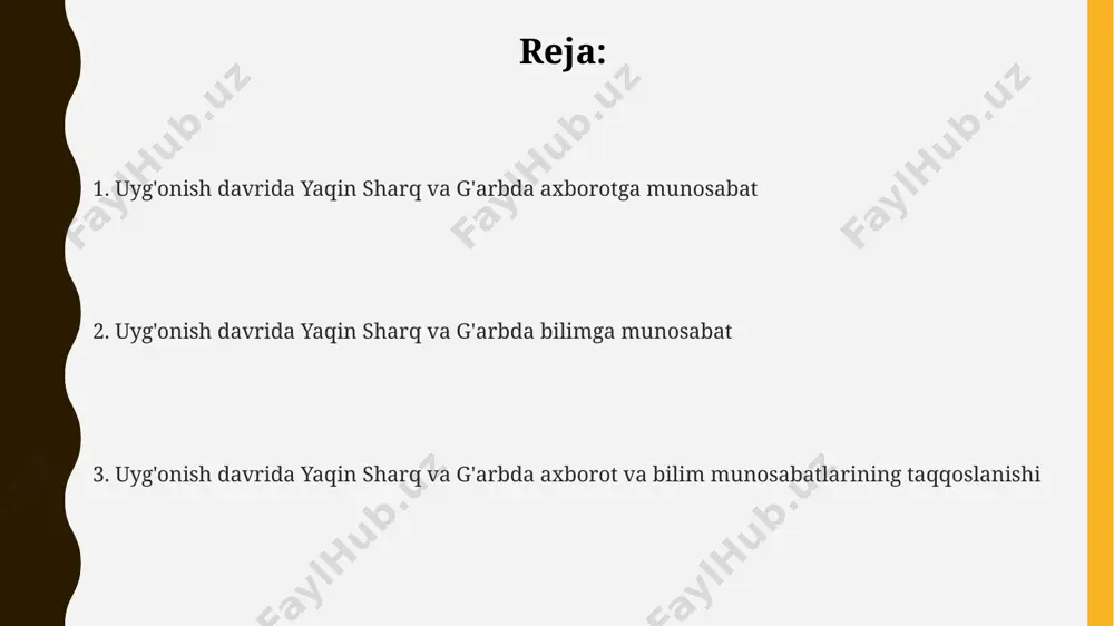 asrda samarqandda mirzo ulug‘bek kutubxonasi va rasadxonasi faoliyati tufayli 100 dan ortiq qo‘lyozma kitoblar nusxalari ko‘chirilgan va tarqatilgan. misrda 15-asrda qo‘lyozma kitoblarni ko‘paytirish va tarqatishda diniy maktablar va masjid kutubxonalari muhim rol o‘ynagan, 500 dan ortiq qo‘lyozma nusxasi mavjud bo‘lgan. censura va axborot nazorati 16-asrda usmonli imperiyasida, istanbulda, bosmaxona faoliyatining rivojlanishi bilan birga, siyosiy va diniy mazmundagi nashrlar ustidan qat’iy senzura o‘rnatildi, bu esa 10 dan ortiq muhim kitobning chop etilishiga to‘sqinlik qilgan. xvi asrda o‘rta osiyoda, xususan buxoro va samarqand kabi yirik shaharlarda diniy matnlarning ko‘chirilishi va tarqalishiga qattiq nazorat o‘rnatilgan bo‘lib, 20 dan ortiq qo‘lyozma nusxalar tekshiruvdan o‘tkazilar edi. g‘arbda, 15-asr italiyasida, cherkov tomonidan taqiqlangan kitoblar ro‘yxati – “index librorum prohibitorum” 1559 yilda rasman e’lon qilingan va 400 dan ortiq asarni o‘z ichiga olgan. xulosa va taqqoslash xvi asrda g'arbda universitetlar sonining ko'payishi (taxminan 100 ga yaqin) va ularning yangi fanlarni o'qitishga yo'naltirilishi, sharqdagi madrasalarga nisbatan bilimga bo'lgan …