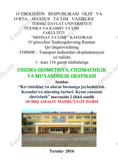 chizma geometriya, chizmachilik va muxandislik grafikasi — DOC