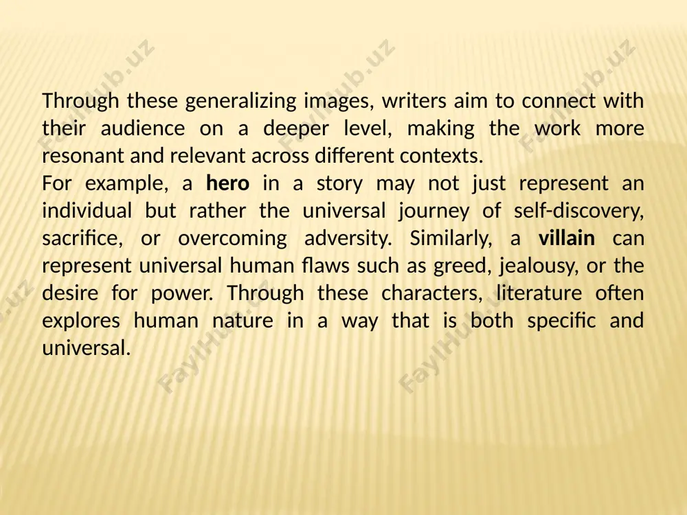 literature can promote empathy and understanding. readers may come from different backgrounds, but by relating to characters who represent shared human experiences, they are more likely to empathize with others. this fosters a sense of commonality and solidarity among people from all walks of life. conclusion in conclusion, a generalizing image of humans in literature is a powerful tool used by writers to explore universal themes and connect readers with deeper truths about human existence. whether through the portrayal of a hero, a common person, or a villain, these characters represent more than just their individual experiences—they symbolize broader human conditions and emotions that transcend time and place. by creating such images, literature allows readers to see themselves in others and reflect on the shared struggles, dreams, and challenges of humanity. as such, generalizing images in literature are an essential part of understanding both the stories we read and the …