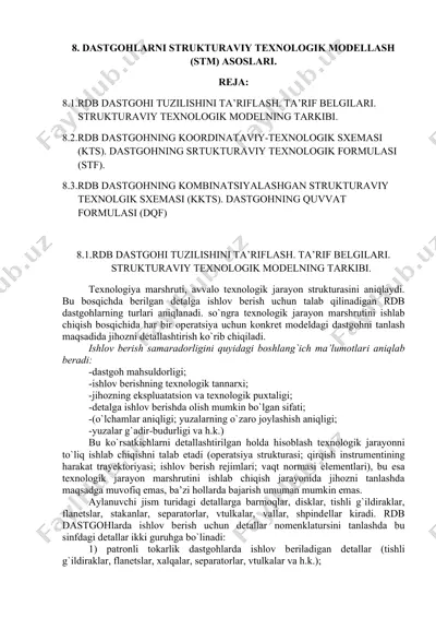 dastgohlarni strukturaviy texnologik modellash (stm) asoslari — DOCX