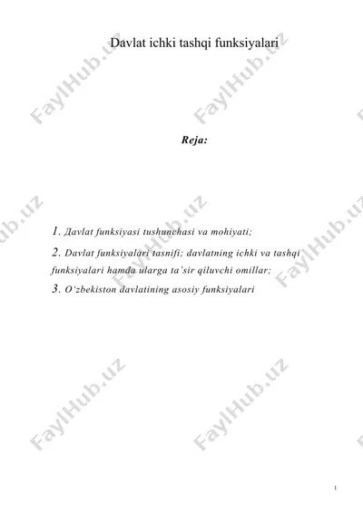 davlat ichki tashqi funksiyalari — DOC