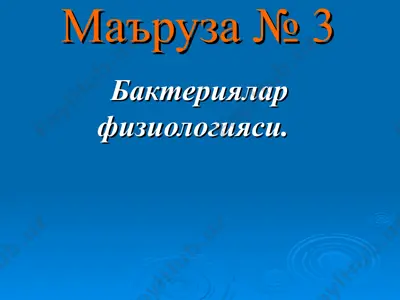 bakteriyalar fiziyologiyasi — PPT