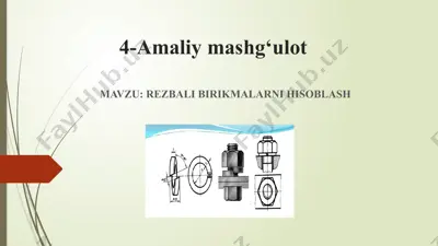 rezbali birikmalarni hisoblash — PPTX