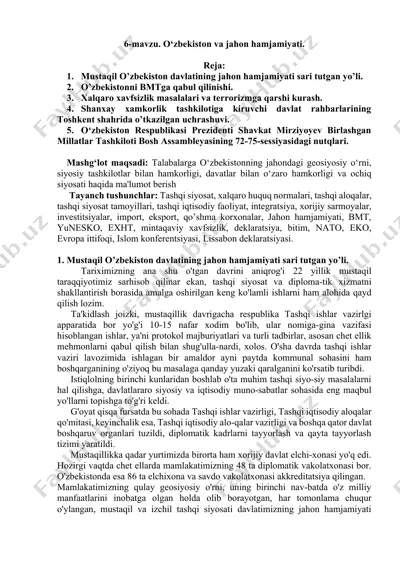 o‘zbekiston va jahon hamjamiyati — DOCX