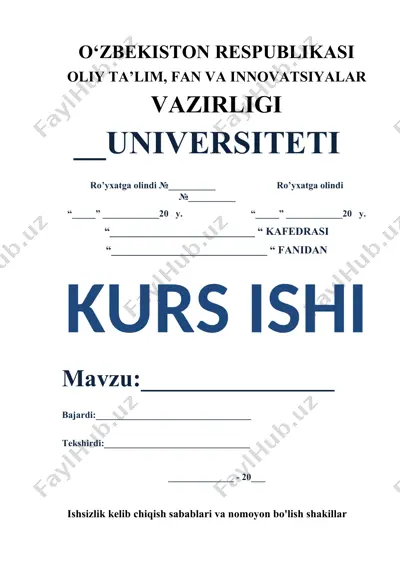 ishsizlik va uni yechish usullari — DOC