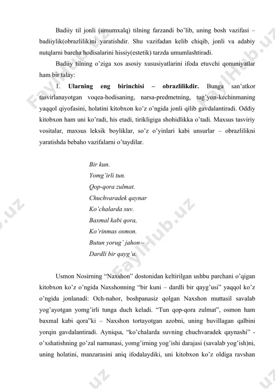 ahshatga, dilozorlik yoki qadrsizlanishga duch kelsangiz – kishi qalbi larzaga keladi: vahima, ma’yuslik, alam o’rab oladi. azobli o’y-fikrlar tomirlarni toraytiradi, qonda adrenalin ko’payadi, “iztirob” garmonlari haddan oshib ketadi, o’zingizni qayoqqa urishni, qayoqqa qo’yishni bilmaysiz... ana shunday paytda ko’z yoshi davo vazifasini o’taydi. u qanchalik achchiq bo’lmasin – obi diyda qilib olganida odam o’zini ancha ravshan tortadi. siz “o’tgan kunlar” romanini o’qir ekansiz, “navo kuyi” bobiga kelganingizda, albatta, otabek holatiga tushasiz: “... dutorni sozlash uchun reza kuylardangina olib turgan mashshoq, otabek kutmagan joyda “navo”dan boshlab yuborgan edi. kuyning boshlanishi bilan naq uning vujudi zir etib ketgandek bo’lib keyin piyolasini bo’shatdi va ixtiyorsiz ravishda dutorning mungli tovushiga berildi. dutor tovushi qandaydir o’zining bir hasratini so’zlagandek, hikoya qilgandek bo’lib eshitilar edi. yo’q, bu hasratni o’z tilidan so’zlamas edi – otabek tilidan so’zlar edi... otabekning ko’z o’ngida o’tgan kunlari birma-bir o’ta boshladilar-da, nihoyat “anavi” xotiralarni, “anavi” hangomalarni ham ko’rinish berib o’tdilar... dutor bu ko’rinishni …