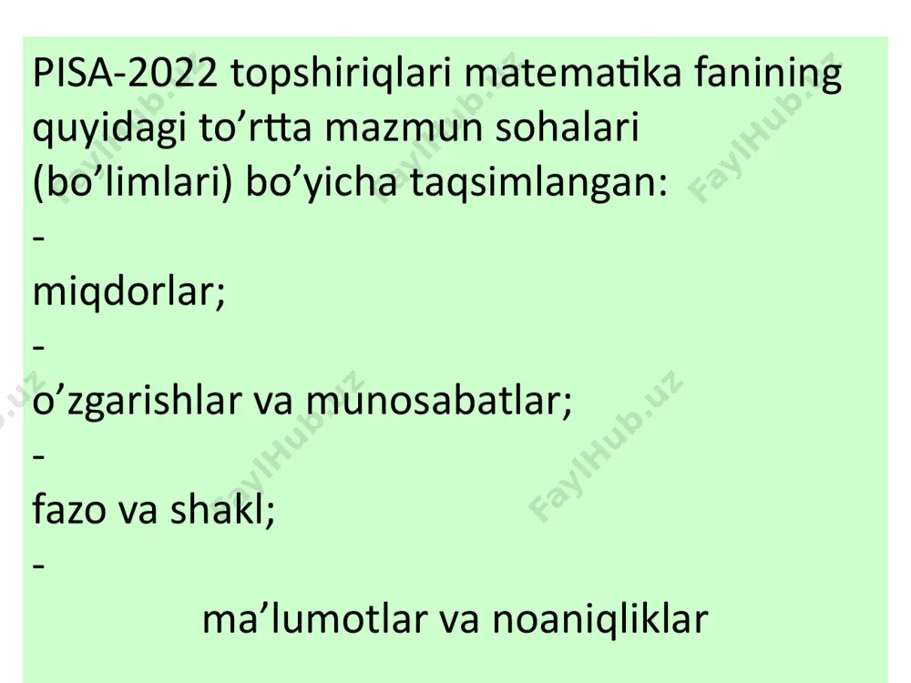 pisa xalqaro baholash dasturida matematikaga oid mazmun sohalari - Page 4