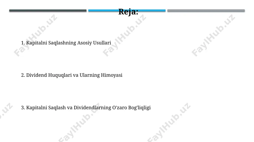 torlarning daromad olish chastotasiga ta'sir qiladi. dividendlarning to'lanish sanasi kompaniyaning moliyaviy kalendariga bog'liq. dividendlarni to'lash miqdori kompaniyaning foydasi va dividend siyosatiga bog'liq bo'lib, masalan, 10% dan 50% gacha foydaning dividend sifatida to'lanishi mumkin. dividendlardan foydalanish huquqlari aktsiyadorlarning dividend olish huquqi, aktsiyalarni sotib olish sanasidan kelib chiqqan holda, "ex-dividend" sanasidan oldin sotib olingan aktsiyalar uchun amal qiladi. dividendlarning toʻlanishi kompaniyaning moliyaviy ahvoli va 30% dan ortiq foydaning mavjudligiga bogʻliq boʻlib, aktsiyadorlarga har yili yoki chorakda toʻlanishi mumkin. sarmoya turi va xavf darajasi yuqori rentabellikka ega sarmoyalar (masalan, kichik biznesga investitsiyalar) 10% dan yuqori daromad keltirishi mumkin, ammo 20% dan ortiq xavfga ham ega. sarmoya turi va xavf darajasi o'rtasidagi teskari bog'liqlik mavjud: past darajadagi xavfga ega sarmoyalar (masalan, davlat qimmatli qog'ozlari) odatda 3-5% atrofida kamroq foyda keltiradi. moliyaviy rejalashtirish va kapitalni boshqarish diversifikatsiyalangan portfelning o'rtacha yillik rentabelligi 7-10% ni tashkil etsa ham, kapitalni saqlash strategiyasi yillik o'sishdan ko'ra, asosan, moliyaviy yo'qotishlardan …