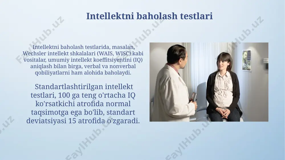 rida, klinik psixodiagnostika 80% dan yuqori ishonchlilik darajasiga erishishi mumkin, agar turli usullar birgalikda qo'llansa. klinik psixodiagnostika jarayonida kamida 5 ta turli usul (masalan, proektsion testlar, anketa so'rovnomalari, klinik suhbat) qo'llanilishi diagnostika aniqligiga sezilarli darajada ta'sir qiladi. psixodiagnostikaning ta'lim sohasidagi qo'llanilishi o‘qituvchilarning pedagogik mahoratini baholashda, shuningdek, 5 balldan iborat baholash tizimi asosida ularning o'quvchilar bilan o'zaro munosabatlarini tahlil qilishda psixodiagnostika usullari muhim rol o'ynaydi. psixodiagnostika usullari, masalan, intellekt testlari (wechsler shkalasi kabi) va shaxsiyat inventarizatsiyalari yordamida o‘quvchilarning kognitiv qobiliyatlarini va o‘qishga bo‘lgan tayyorgarlik darajasini aniqlashda qo‘llaniladi. proyektiv testlar proyektiv testlarning ishonchliligi va obyektivligi ba'zi tadqiqotchilar tomonidan bahsli bo'lib, natijalarni talqin qilish psixologning tajribasi va malakasiga 20% gacha bog'liq bo'lishi mumkin. proyektiv testlar, masalan, rorschach syoh siyoh dog'lari testi yoki tematik aperseptiv test (tat) kabi, shaxsning ichki dunyosini ochib berish uchun 10 dan ortiq noaniq stimullarni qo'llaydi va sub'ektiv javoblarni tahlil qilishga asoslangan. depressiya va ruhiy holatni baholash depressiya diagnostikasi uchun …
