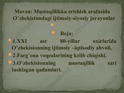 o'zbekistonning ijtimoiy-iqtisodiy jarayonlari — PPT