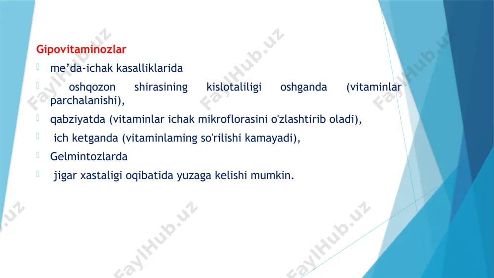 islotaning bir qancha farmakologik xususiyatlari bor: qon tomirlami, ayniqsa, yuzda, tananing yuqori qismlaridagi arteriola va kapillyarlarai kengaytiradi. to'qimalardan gistamin, bradikininlar ajralishiga ta’sir ko'rsatib, qon tomirlami kengaytiradi va ular devorining o'tkazuvchanligini oshiradi, to’qimalarning qon, ozuqa bilan ta’minlanishi yaxshilanadi. qonning fibrinolitik faoliyatini yo'lga soladi, qonda lipidlar (xolesterin, triglitserid, (3- lipoproteid) hajmini kamaytiradi. nikotinat kislota yurak va qon tomir kasalliklarida endoarterit, reyno kasalligi, insult, tromboz, aterosklerozlarda, gipoksik, metabolik atsidoz, shok, kollaps, suvsizlanish holatlarida qo’lanadi. uglevodlar almashinuviga ijobiy ta’sir ko'rsatishi tufayli qandli diabetning yengil turlarida, anabolik ta’siri bo'lgani uchun oshqozon, o'n ikki barmoqli ichak yarasini, sust bitayotgan boshqa yaralarni davolashda, trombozga moyillikda qo'llanadi. nikotinat kislota ovqatdan keyin og'iz va parenteral yo'llar orqali yuboriladi. modda qo'llanganda yuz, bo'yin qizaradi, qiziydi, qichishadi, bosh aylanishi mumkin, ayniqsa, ovqatdan oldin och qoringa ichilganda, ammo bu holat o'z-o'zidan tez o'tib ketadi. ba’zilar nikotinat kislotaga o'ta sezuvchan bo’ladi, nikotinat kislota davomli va yuqori miqdorlarda qo'llanganda jigarni yog' bosishi mumkin. vitamin …