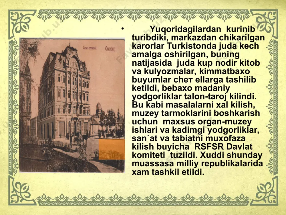 xx asrning 20-30 yillarida o`zbekistonda davlat muzeylarini tashkil etilishi - Page 5