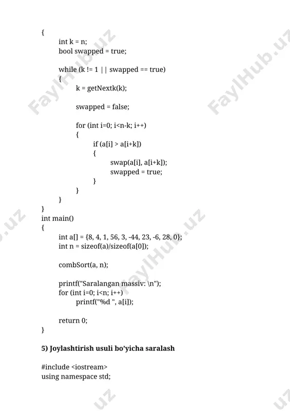 saralash algoritmlari xususiyatlari - Page 5
