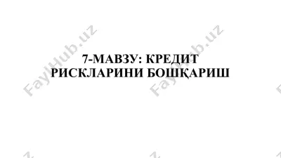 kredit risklari boshqarish — PPTX