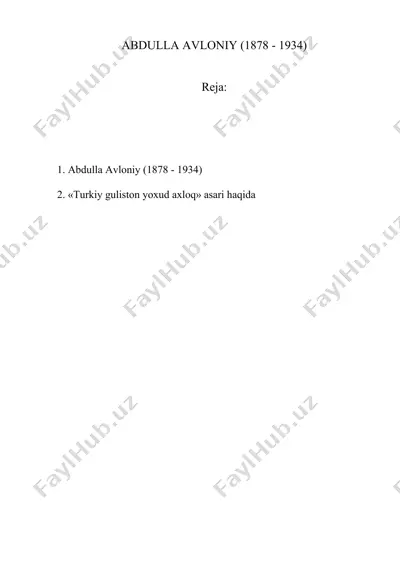 abdulla avloniy (1878 - 1934) — DOC