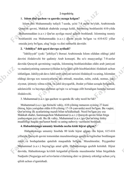 islom dini tarixi — DOCX